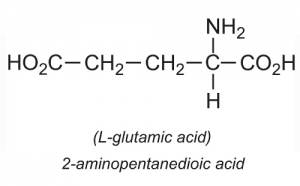 Công thức hóa học của axit glutamic.